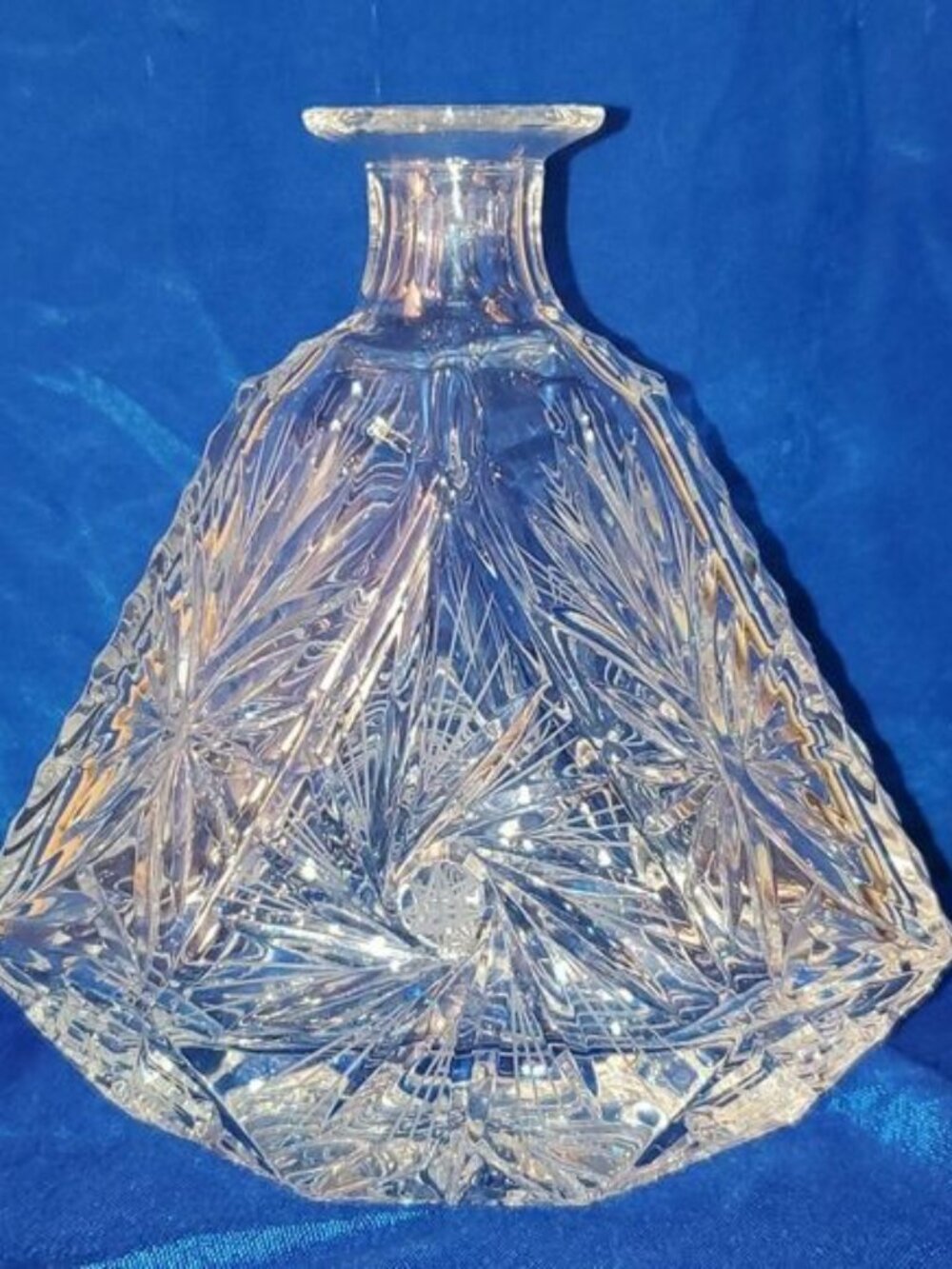 VTG Crystal Whiskey Decanter Brilliant Cut Glass Diamond Bottle No Stopper